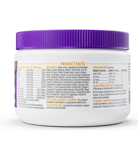 Wellness Barkin' Bacon Flavored Soft Chew Skin & Coat Supplements for Dogs, 45 Count