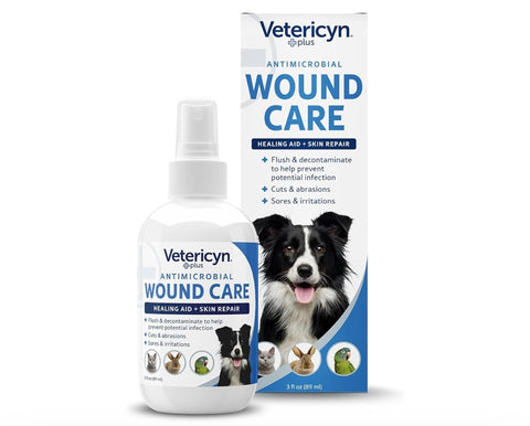Vetericyn Plus Dog Wound Care Spray | Healing Aid and Skin Repair, Clean Wounds, Relieve Dog Skin Allergies, Safe for All Animals. 3 ounces