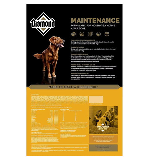 Diamond Maintenance Adult Dry Dog Food 22/12 for Moderately Active Dogs 40lb Bag