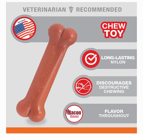 Nylabone Power Chew Durable Dog Toy Bacon, Small