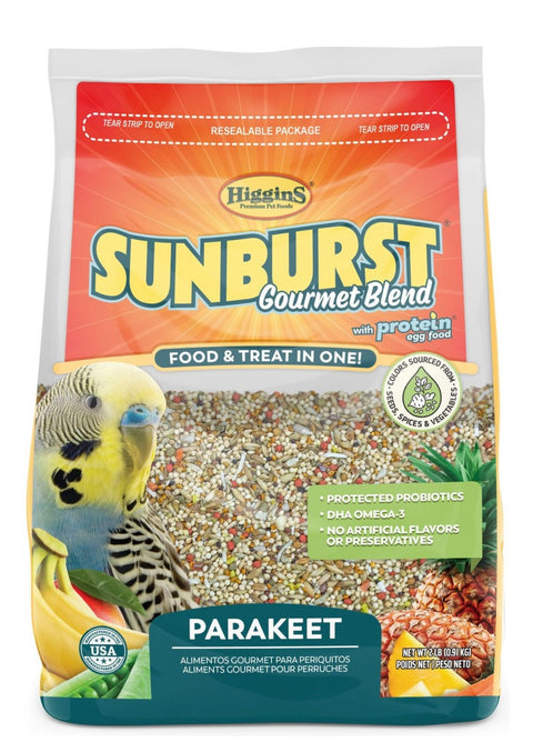 Higgins Sunburst Gourmet Blend Birdseed & Grains Parakeet & Budgie Bird Food, 2-lb bag