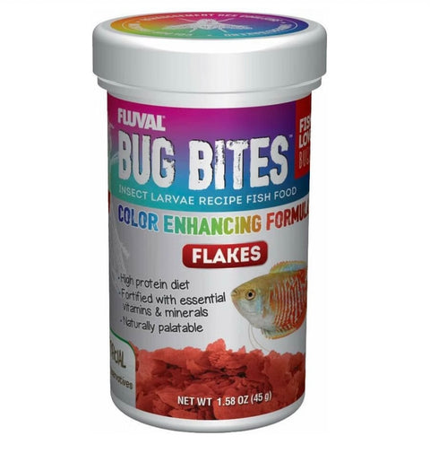 Fluval Bug Bites Color Enhancing Fish Food for Tropical Fish, Flakes for Small to Medium Sized Fish, 1.58 oz