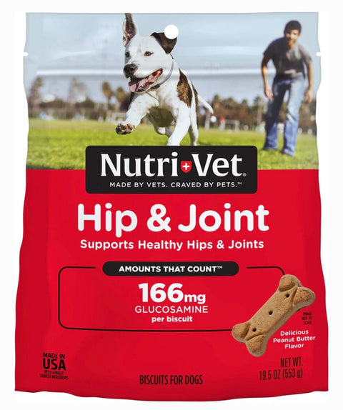Nutri-Vet Hip & Joint Regular Strength Biscuits for Small & Medium Dogs Peanut Butter Flavor Treats, 19.5-oz bag