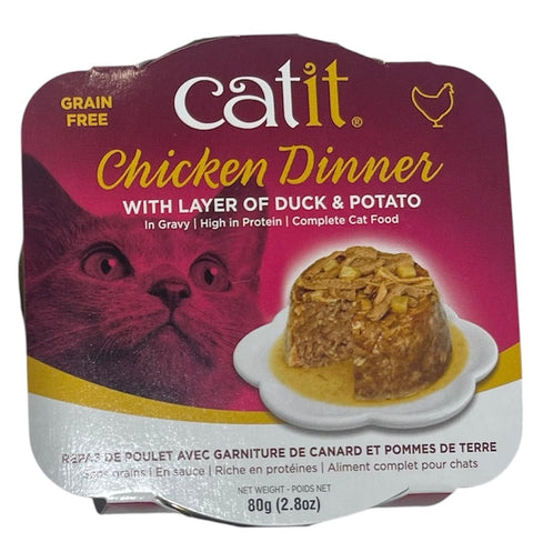 catit chicken dinner with layers of duck and potato