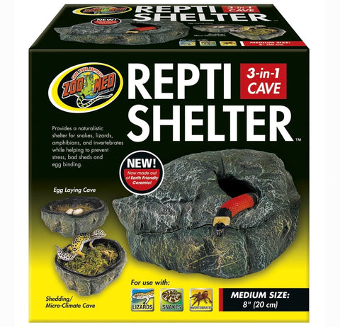 Zoo Med Repti Shelter 3-in-1 Cave Reptile Hideout, Medium