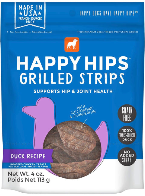 Happy Hips & Joint, Grilled Strips, Grain Free Dog Treats, Glucosamine & Chondroitin, Duck 4oz