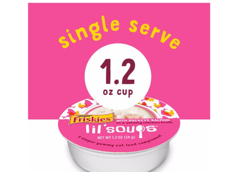 Friskies Lil' Soups Sockeye Salmon in Chicken Broth Wet Cat Food Complement, 1.2 oz