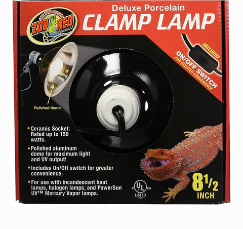 Zoo Med Deluxe Porcelain Clamp Lamp, 8.5-in