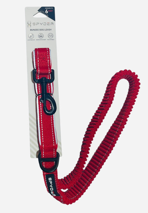 spyder bungee dog leash 6 feet red - gray