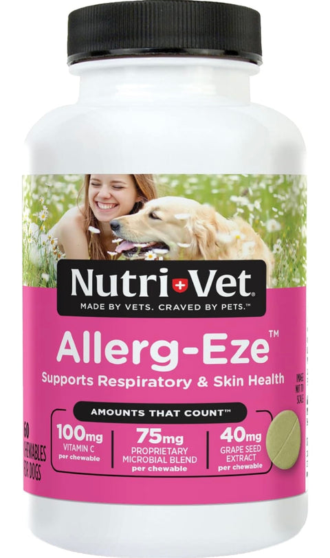 Nutri-Vet Allerg-Eze Chewables for Dogs | Formulated Antioxidants and Omega-3 Acids | Supports Respiratory and Skin Health | 60 Chewables