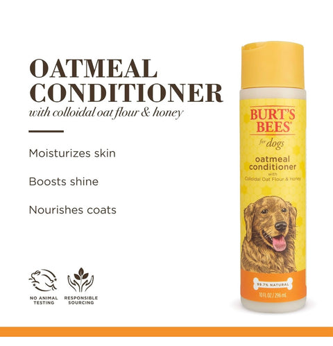 Burt's Bees for Pets Natural Oatmeal Conditioner with Colloidal Oat Flour & Honey - Dog Oatmeal Shampoo - Cruelty Free, Sulfate & Paraben Free, pH Balanced for Dogs - Made in the USA - 10 Oz