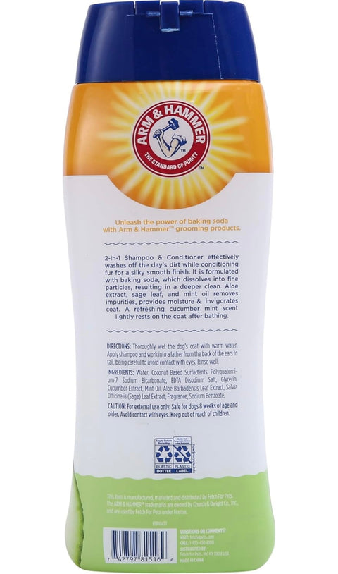 Arm & Hammer for Pets 2-In-1 Shampoo & Conditioner for Dogs | Dog Shampoo & Conditioner in One | Cucumber Mint, 20 Ounce Bottle Dog Shampoo and Conditioner for All Dogs