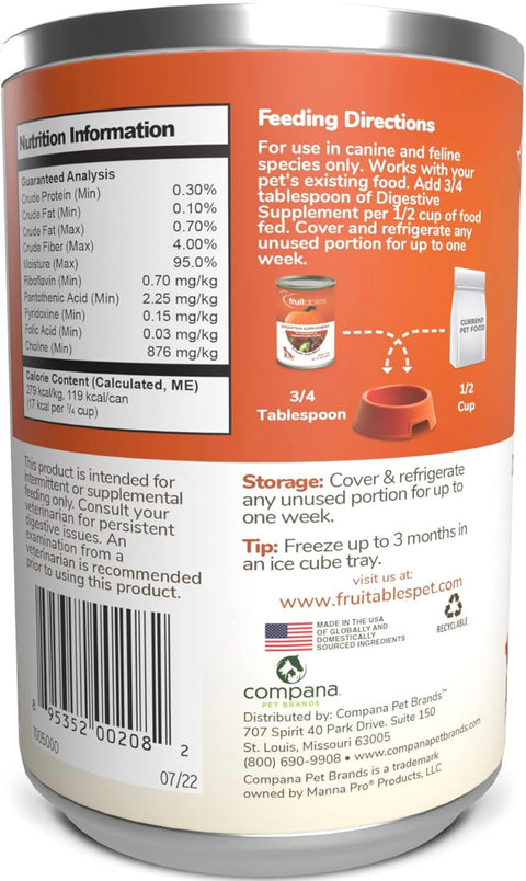 Fruitables Pumpkin Digestive Supplement – Made with Pumpkin for Dogs – Healthy Fiber Supplement for Pet Nutrition – 15 ounces