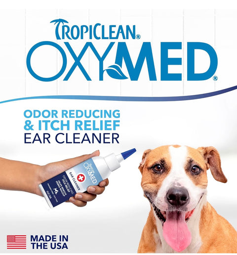 TropiClean Oxymed Cat & Dog Ear Cleaner | Preventative Ear Cleaner For Dogs & Cats 4 oz.