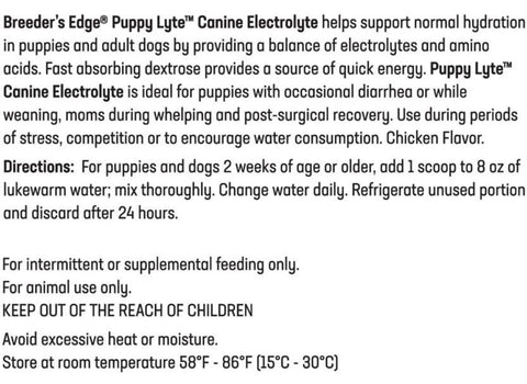 Breeder's Edge Puppy Lyte - Canine Electrolyte Supplement for Dogs and Puppies- 300 gm