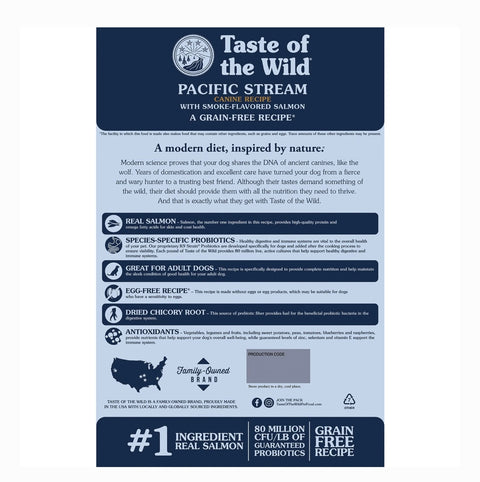 Taste of the Wild Pacific Stream Smoke-Flavored Salmon Grain-Free Dry Dog Food, 28-lb bag