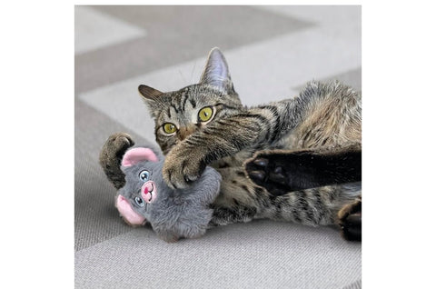 KONG Cat Snuzzles Mouse Plush Cat Toy – Soft & Cuddly, Crackle Sounds, Premium North American Catnip, Perfect for Batting, Wrestling & Snuggling