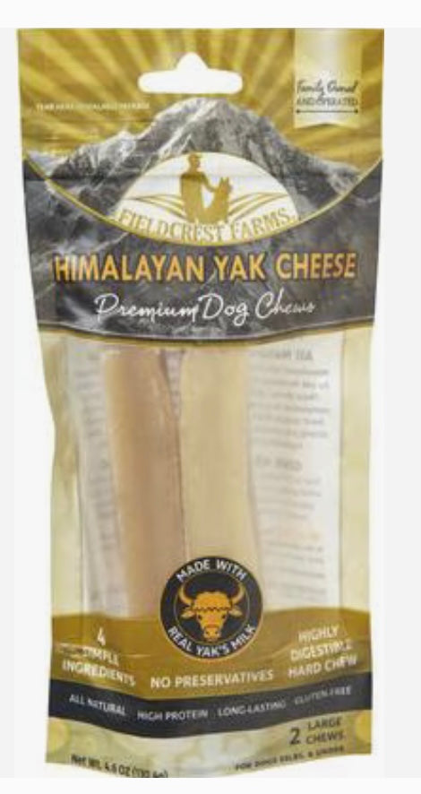 Fieldcrest Farms Himalayan Yak Cheese Large Dog Chews, 5-inch, 2 count