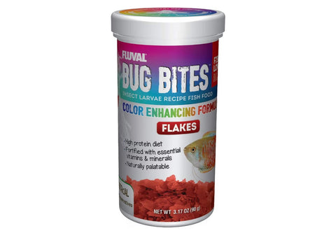 Fluval Bug Bites Color Enhancing Fish Food for Tropical Fish, Flakes for Small to Medium Sized Fish, 3.17 oz.