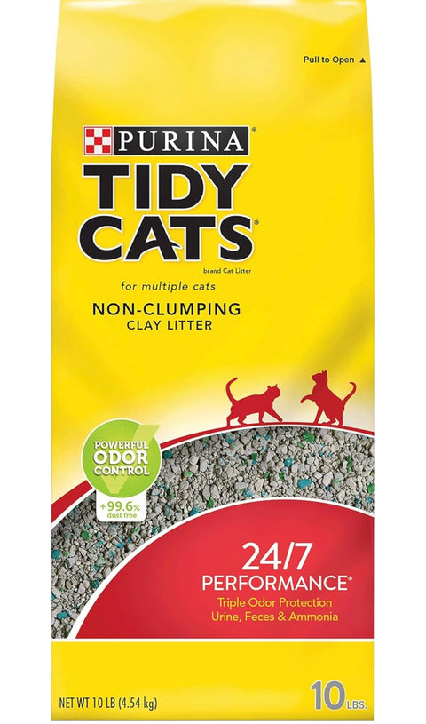 Purina Tidy Cats Non Clumping Cat Litter, 24/7 Performance Multi Cat Litter - 10 lb. Bags