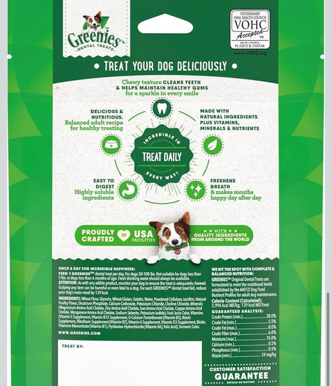 Greenies Veterinarian-Recommended Adult Natural Dental Dog Treats Large Size, Dog Dental Chews, Original Flavor, 6 oz. Pack, 4 Count