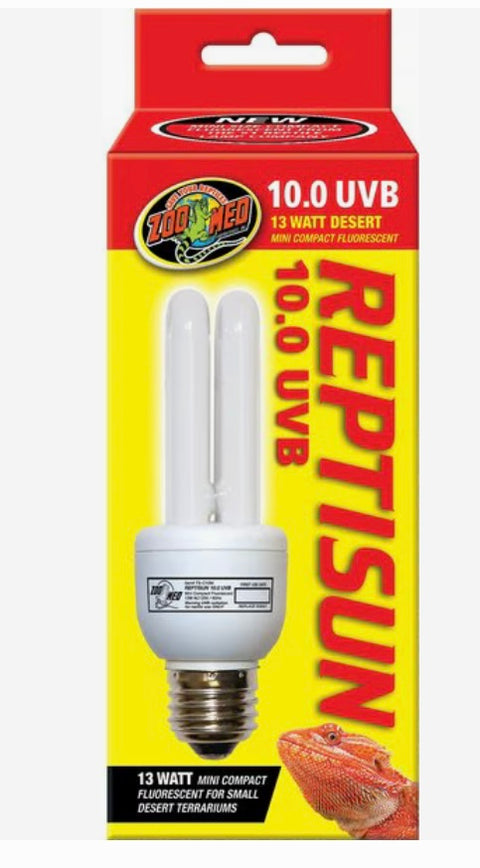 Zoo Med ReptiSun 10.0 UVB Compact Fluorescent Reptile Lamp, 13-Watt