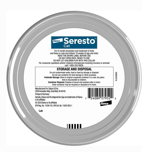Seresto Flea & Tick Collar for Cats, 1 Collar (8-mos. supply)