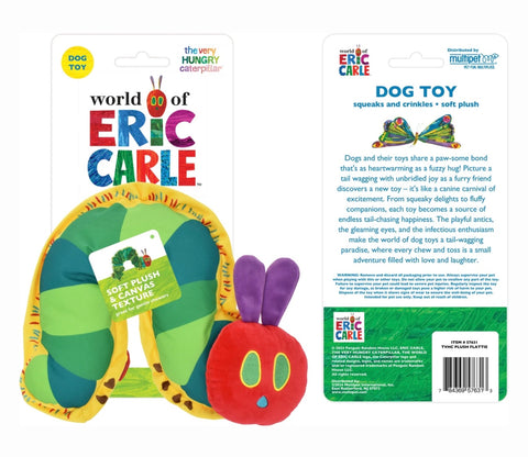 Multipet Eric Carle Caterpillar Flattie Dog Toy, Multicolor, 7-in