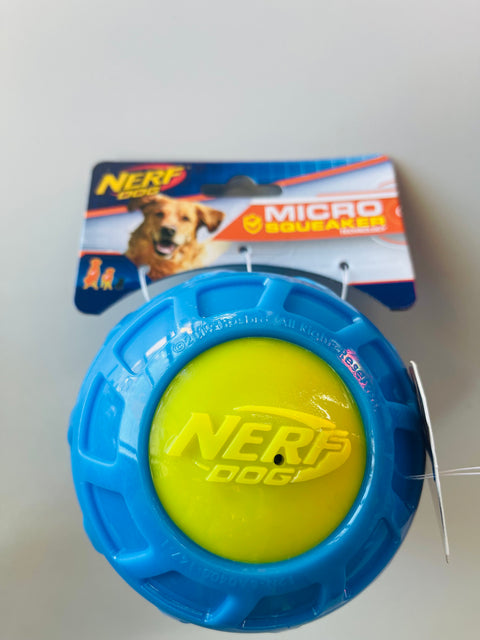 Nerf Dog 4in TPR EXO Squeak Ball - Blue/green, Large Breeds