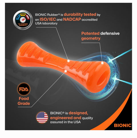 Bionic Urban Stick Tough Treating Dog Chew Toy, Orange, Large: 10-in