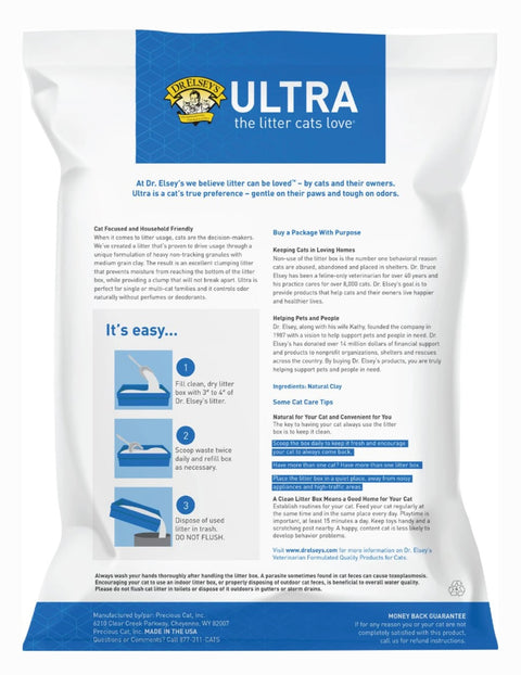 Dr. Elsey's Ultra Unscented Clumping Clay Cat Litter, 40-lb bag