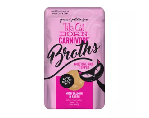 Tiki Cat® Born Carnivore® Broths Wet Cat Food Topper - Non-GMO, Grain Free, 1.3oz salmon