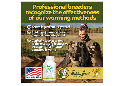 Happy Jack Liqui-Vict 2X Liquid Dog Dewormer for Large, Medium & Small Breeds (2 oz), Wormer Removes Roundworms & Hookworms, for Puppies to Seniors to Lactating Moms