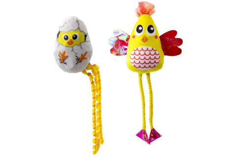 KONG Scrattles Chicken Duos – Chicken and Egg - Crinkly, Rattling Cat Toys with Catnip for Active Play
