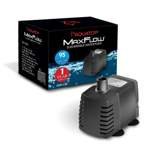 Aquatop MaxFlow Submersible Aquarium Pump 95 GPH adjustable flow, for fish tanks, sumps and statuary, SWP-230