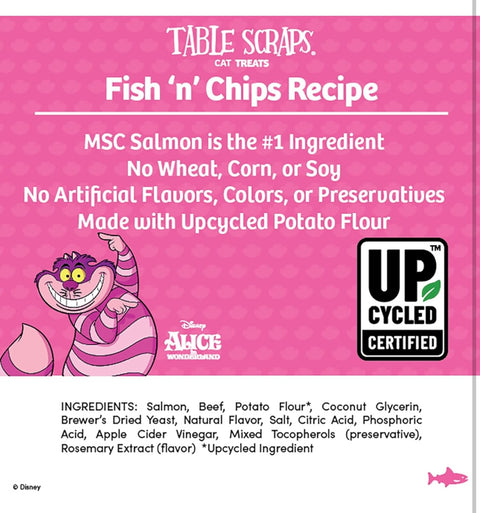 Disney Table Scraps Cheshire Cat Fish 'n' Chips Recipe Cat Treats 3 oz