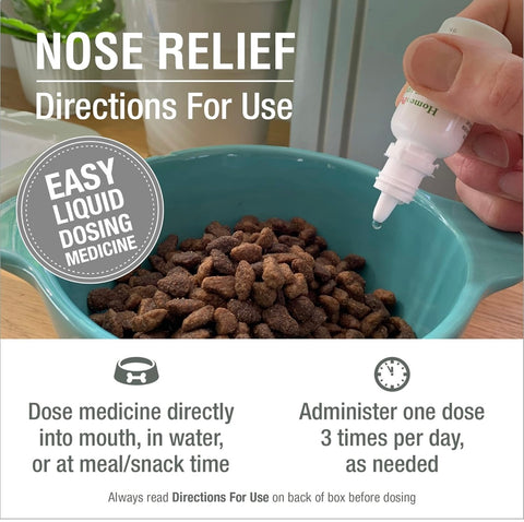 HomeoPet Nose Relief, Safe and Natural Nasal and Sinus Medicine for Cats, Dogs, and Other Small Animals, Pet Congestion Medicine, 15 Milliliters