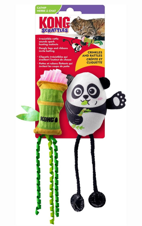 KONG Scrattles Panda Cat Toy, 2-pack, White, One