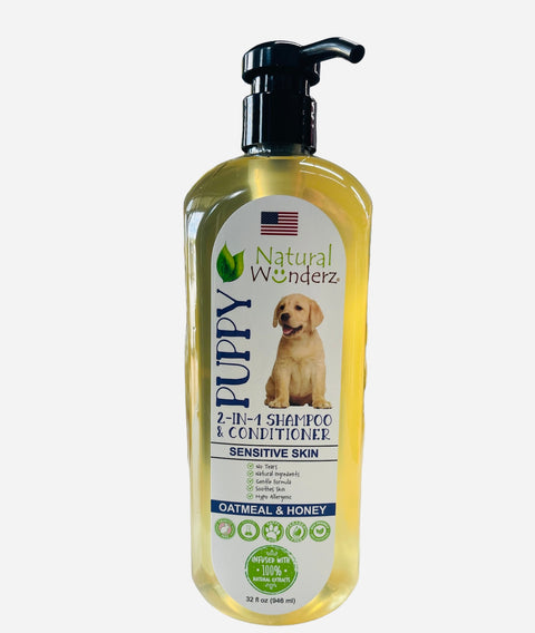 natural wonder puppy 2 in one shampoo and conditioner oatmeal and honey 32 flo oz