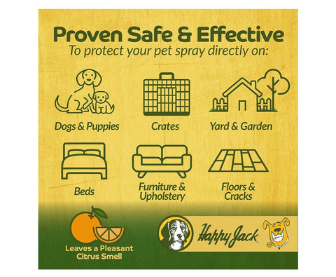 Happy Jack Kennel Dip Dog Flea and Tick Treatment & Prevention, Made in USA, Spray Yard & Home 30-Day Control, Kills Fleas, Ticks, Deer Ticks, Mange, Lice, for Puppies, Small to Large Dogs (8 oz)