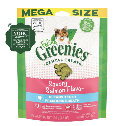 Greenies Savory Salmon Flavor Dental Crunchy Dry Cat Treats, 4.6 Oz