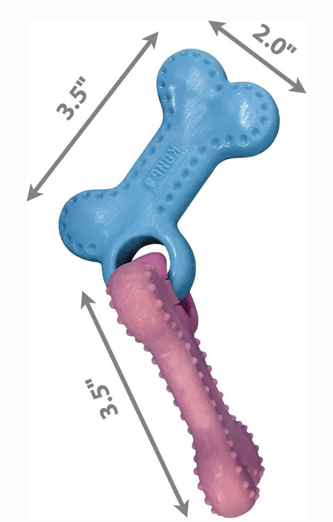 KONG ChewStix Puppy Linked Bones, Pink/Blue, Medium