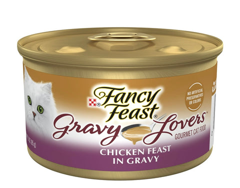 Purina Fancy Feast Gravy Lovers Wet Cat Food for Adult Cats & Kittens, Soft Chicken, 3 oz Can