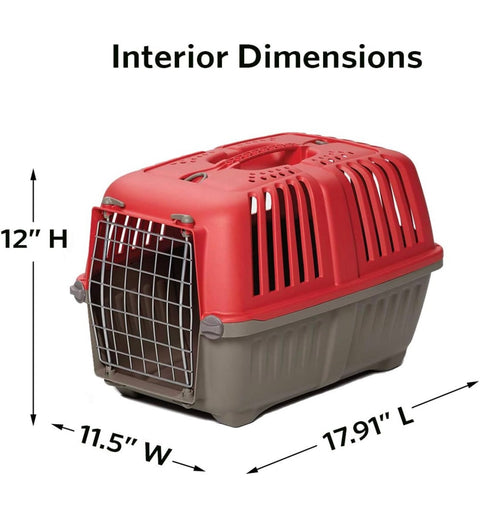 MidWest Homes for Pets Pet Carrier: Hard-Sided Dog Carrier, Cat Carrier, Small Animal Carrier in Red| Inside Dims 17.91L x 11.5W x 12H & Suitable for Tiny Dog Breeds