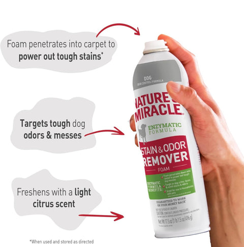 Nature's Miracle Stain & Odor Remover Foaming Aerosol For Dogs, 17.5 Oz