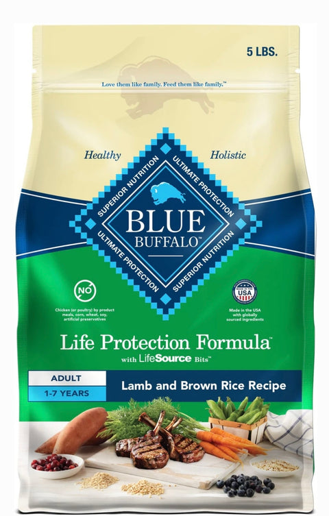 Blue Buffalo Life Protection Formula Adult Lamb & Brown Rice Recipe Dry Dog Food, 5-lb bag