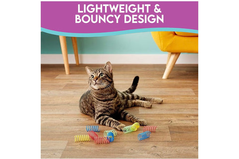SPOT Colorful Springs Cat Toys – 3" Bouncy Coils for Indoor Cats & Kittens to Swat, Chase & Bite, Safe Lightweight Plastic, Interactive Enrichment Toys, 10-Pack Multi-Color