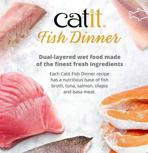 Catit Fish Dinner with Whitefish & Pumpkin – Hydrating and Healthy Wet Cat Food for Cats 2.8 oz