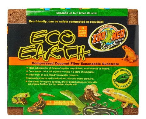 Zoo Med Eco Earth Compressed Coconut Fiber Expandable Reptile Substrate, 3 count