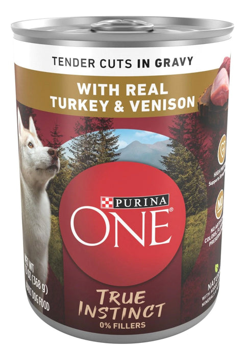 Purina ONE SmartBlend True Instinct Tender Cuts in Gravy with Real Turkey & Venison Canned Dog Food 13 oz